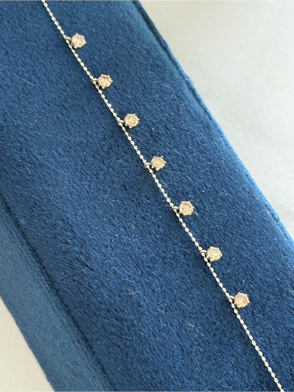 18K White Gold Champagne Diamond Dangle Bracelet